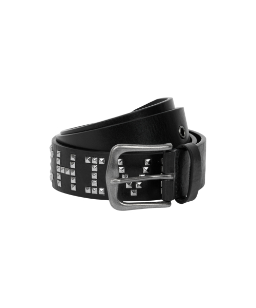 Square Studded Logo Belt (Black)