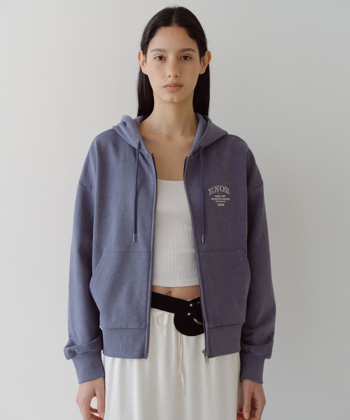 VINTAGE WASHED ZIP UP HOODIE - BLUE