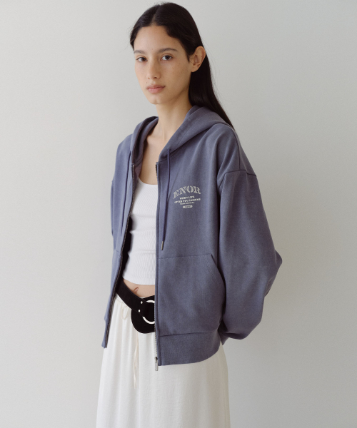 VINTAGE WASHED ZIP UP HOODIE - BLUE
