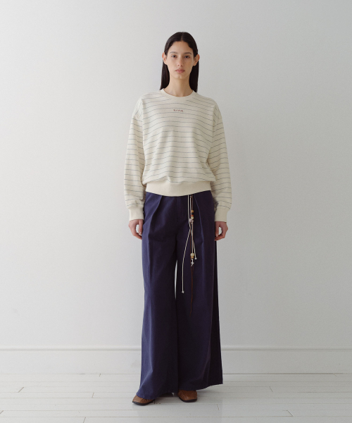 CREWNECK STRIPED SWEATSHIRT - CREAM