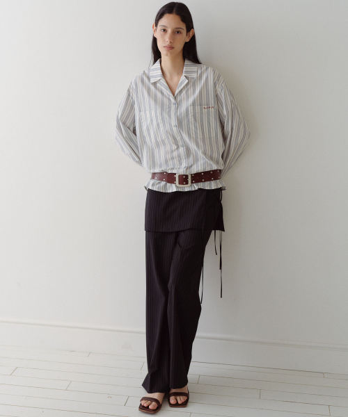 RELAXED STRIPE PAJAMA SHIRT - BLUE