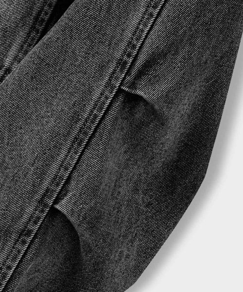 BALACLAVA SLASH HOODED ZIP-UP_DENIM VINTAGE BLACK