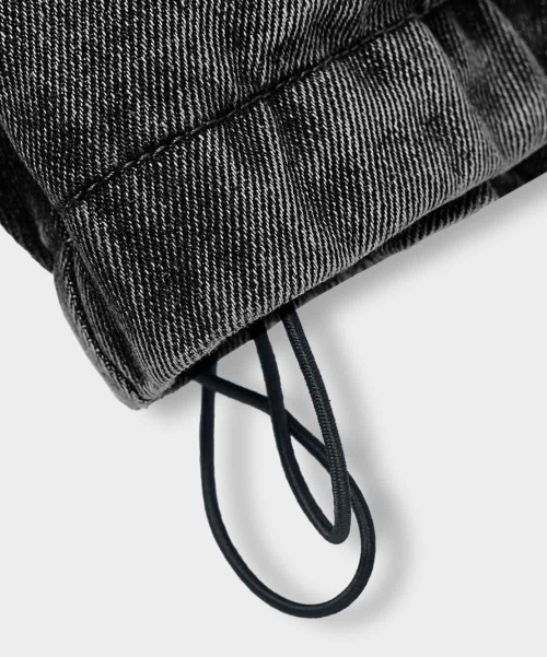 BALACLAVA SLASH HOODED ZIP-UP_DENIM VINTAGE BLACK