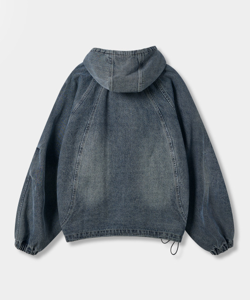 BALACLAVA SLASH HOODED ZIP-UP_DENIM DUST INDIGO