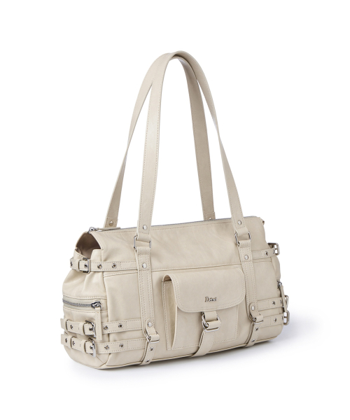 BELTED POCKET SHOULDER BAG IN BEIGE