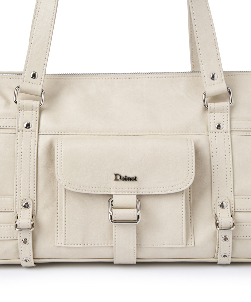 BELTED POCKET SHOULDER BAG IN BEIGE