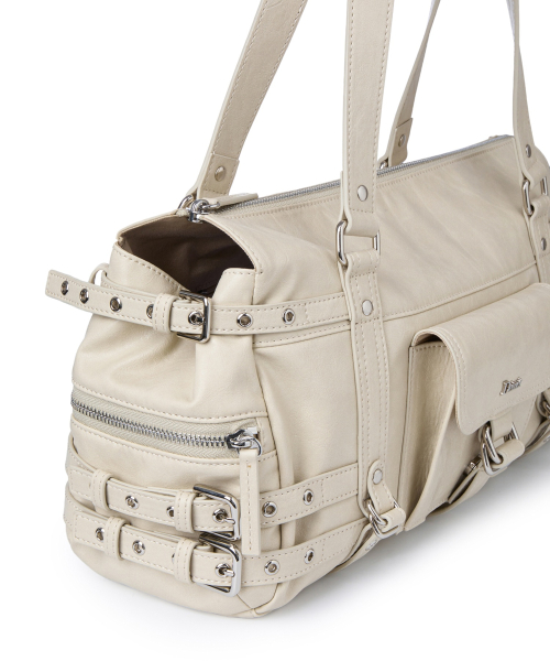 BELTED POCKET SHOULDER BAG IN BEIGE