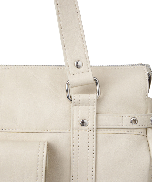 BELTED POCKET SHOULDER BAG IN BEIGE
