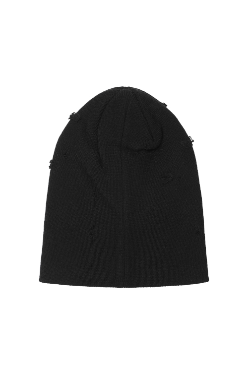 VINTAGE BUTTON BEANIE IN BLACK