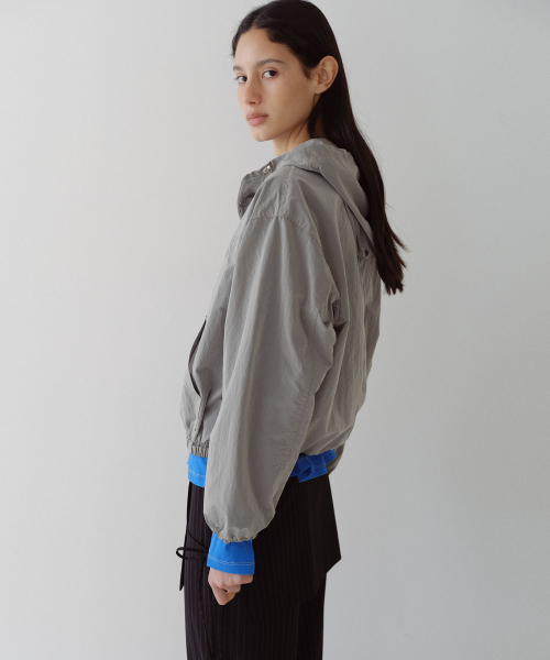 NYLON HOODED ANORAK - GREY