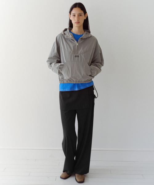 NYLON HOODED ANORAK - GREY