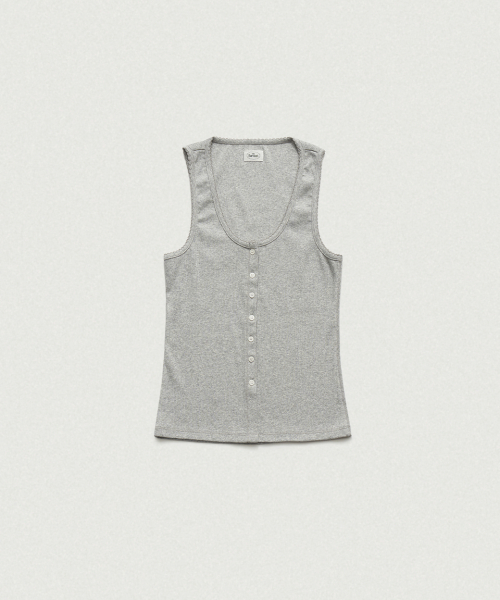 Clara Button Layer Tank Top_Light Grey