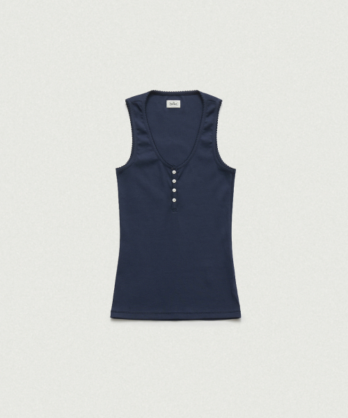 Clara Button Layer Tank Top_Light Grey
