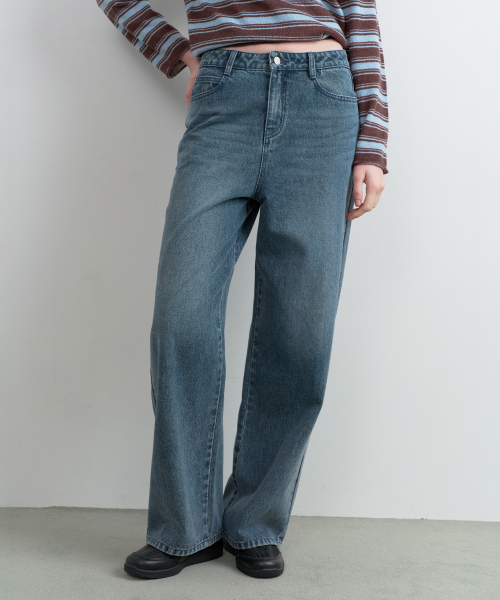 BACK SEAM DENIM PANTS DEEP BLUE