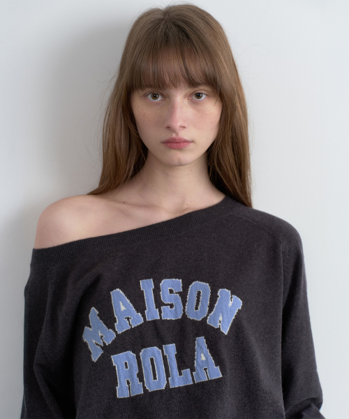MAISON DE ROLA CAMPUS LOGO KNIT CHARCOAL
