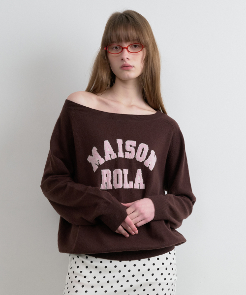MAISON DE ROLA CAMPUS LOGO KNIT BROWN