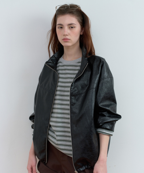 LEATHER BLOUSON JACKET BLACK