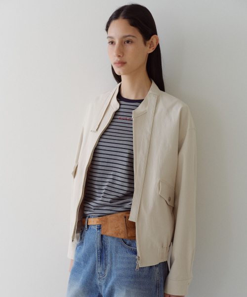 BUCKLE NECK COTTON BLOUSON - IVORY