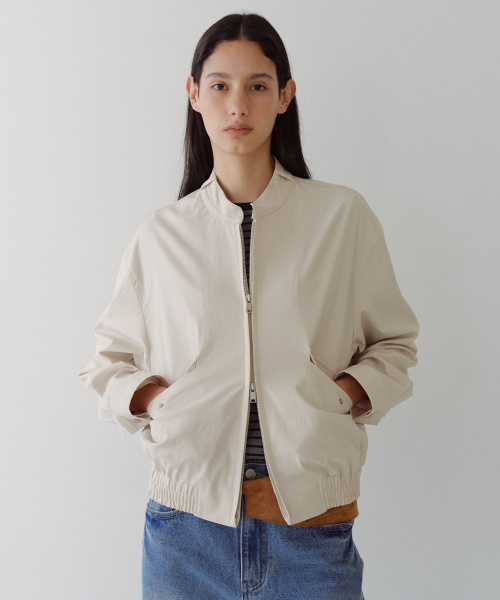 BUCKLE NECK COTTON BLOUSON - IVORY
