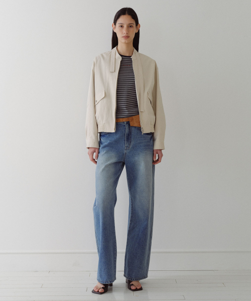 BUCKLE NECK COTTON BLOUSON - IVORY
