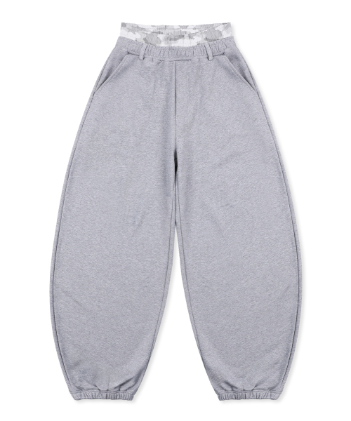 XP328 카모 레이어드 벌룬 스웨트 팬츠 (GRAY)