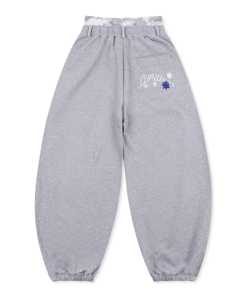 XP328 카모 레이어드 벌룬 스웨트 팬츠 (GRAY)