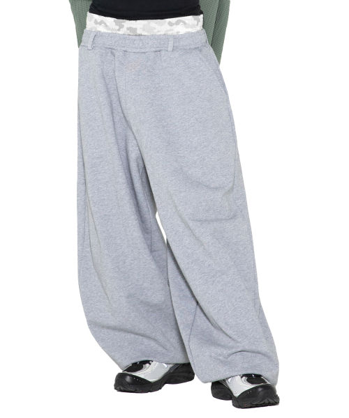 XP328 카모 레이어드 벌룬 스웨트 팬츠 (GRAY)