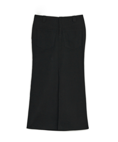 DOUBLE POCKET COTTON MAXI SKIRT, BLACK