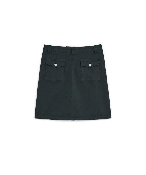 STRAIGHT COTTON MIDI SKIRT, NAVY