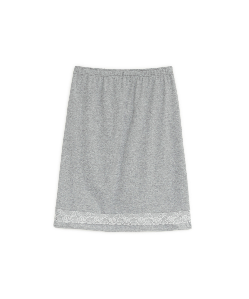 LACE TRIM MIDI SKIRT, MELANGE GRAY