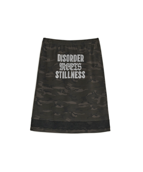 LACE TRIM MIDI SKIRT, CAMO