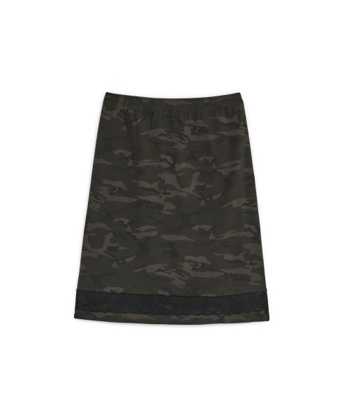 LACE TRIM MIDI SKIRT, CAMO