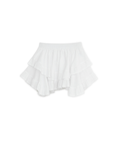 ANGLED FRILL MIDI SKIRT, WHITE