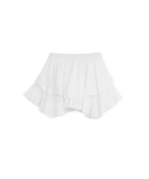 ANGLED FRILL MIDI SKIRT, WHITE