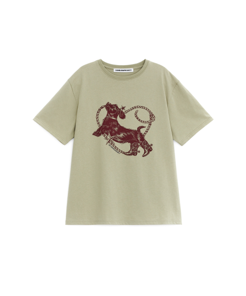 HEART DOG OVERFIT T-SHIRT, KHAKI