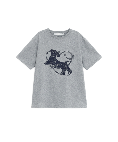 HEART DOG OVERFIT T-SHIRT, MELANGE GRAY