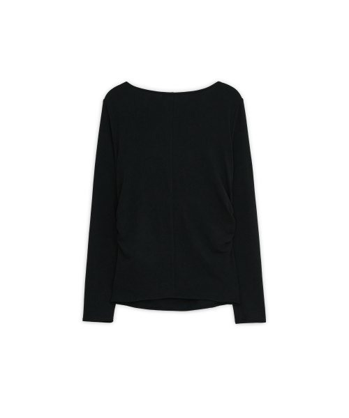 COWL NECK LONG SLEEVE TOP, BLACK