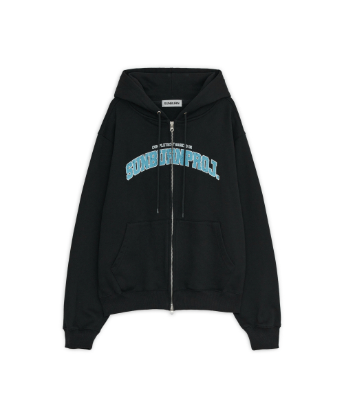 SUNBURN BASIC LOGO HOODIE ZIP-UP, BLACK