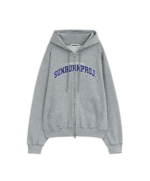 SUNBURN BASIC LOGO HOODIE ZIP-UP, MELANGE GRAY