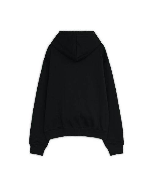RAW OVER FIT HOODIE ZIP-UP, BLACK