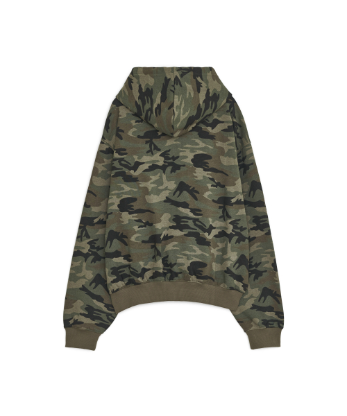 B LOGO PATCH HOODIE ZIP-UP, CAMO