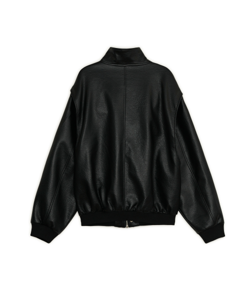 FAUX LEATHER HIGH NECK JUMPER, BLACK