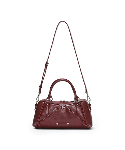 FAUX LEATHER MINI M.O.S BAG, BURGUNDY