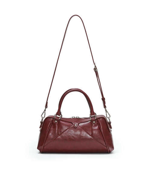 FAUX LEATHER MINI M.O.S BAG, BURGUNDY