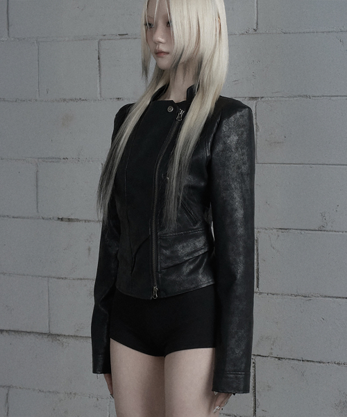 Slim Cutline Two-Way Racing Jacket (Black)