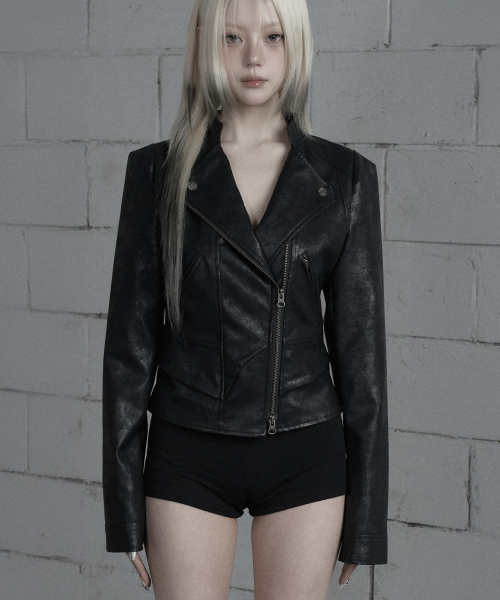 Slim Cutline Two-Way Racing Jacket (Black)