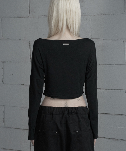 Shoulder Line Button Long Sleeve (Black)
