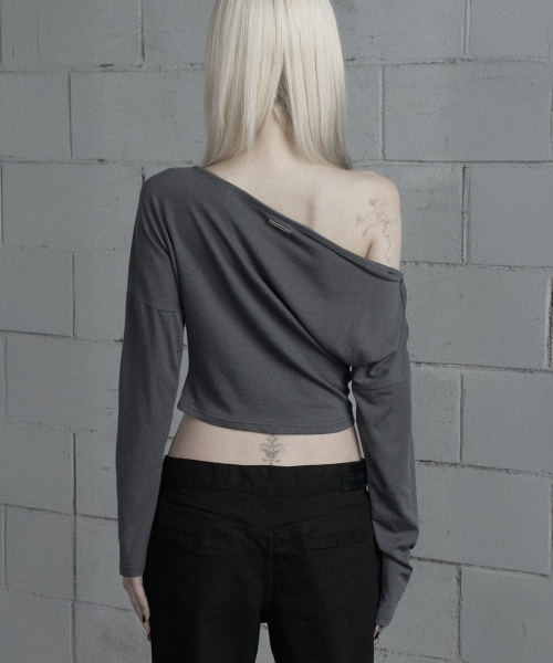 Shoulder Line Button Long Sleeve (Charcoal)