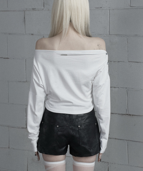 Shoulder Line Button Long Sleeve (White)