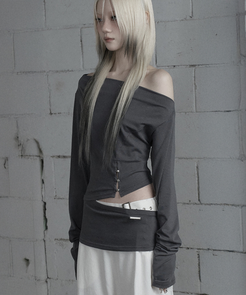 Cut-Out Open Long Sleeve (Dark Gray)